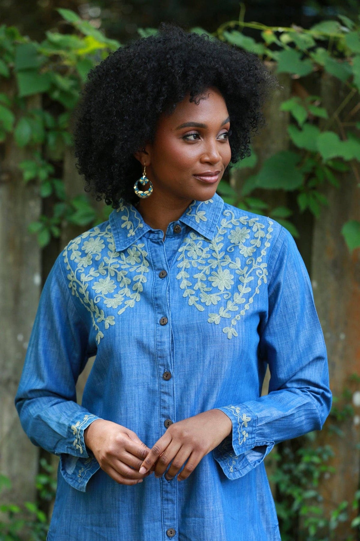 Embroidered Denim Shirt