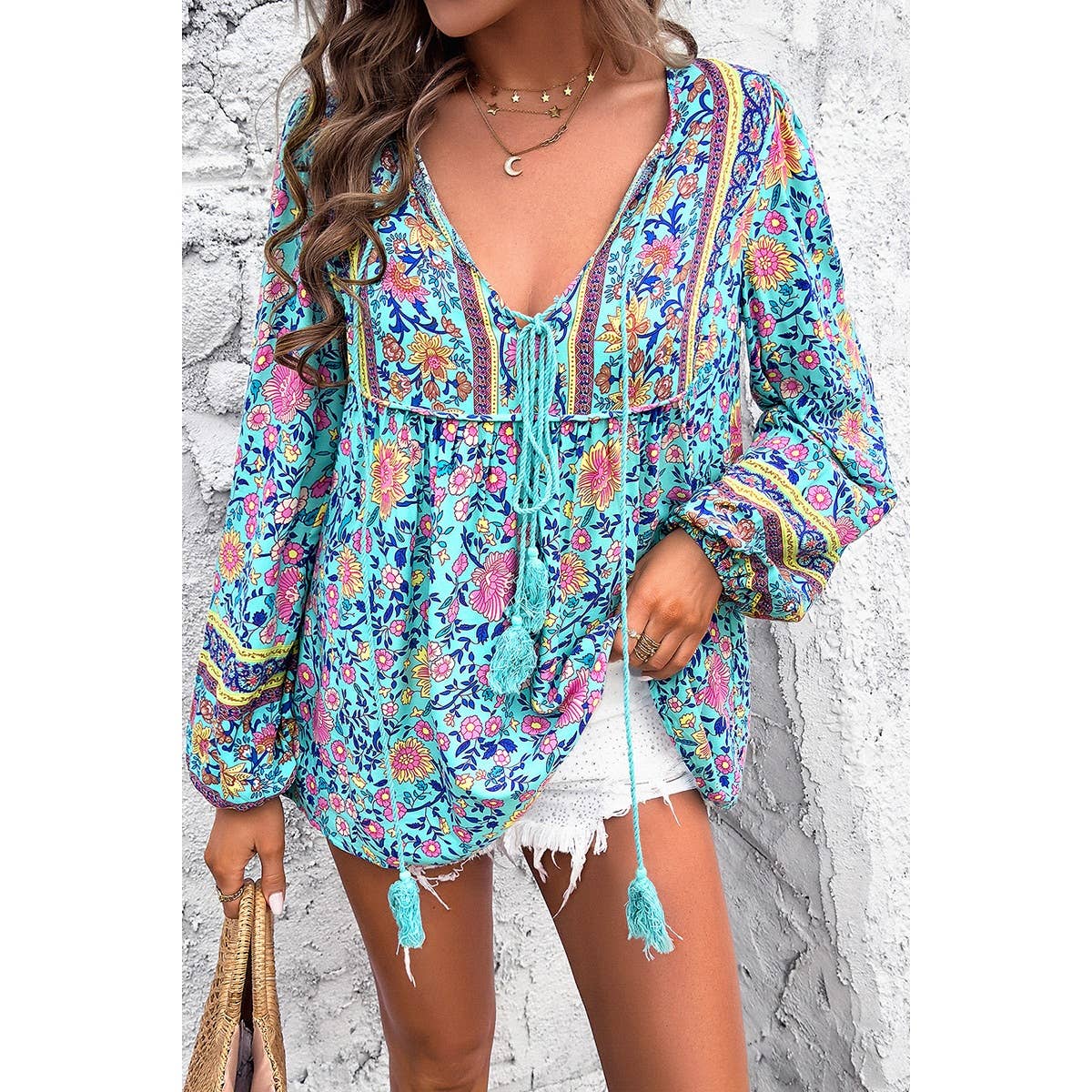 Floral Deep V Boho Top