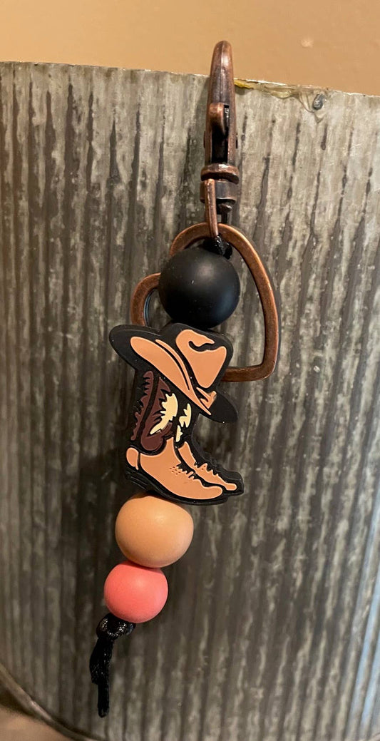 Silicone brown boots keyring