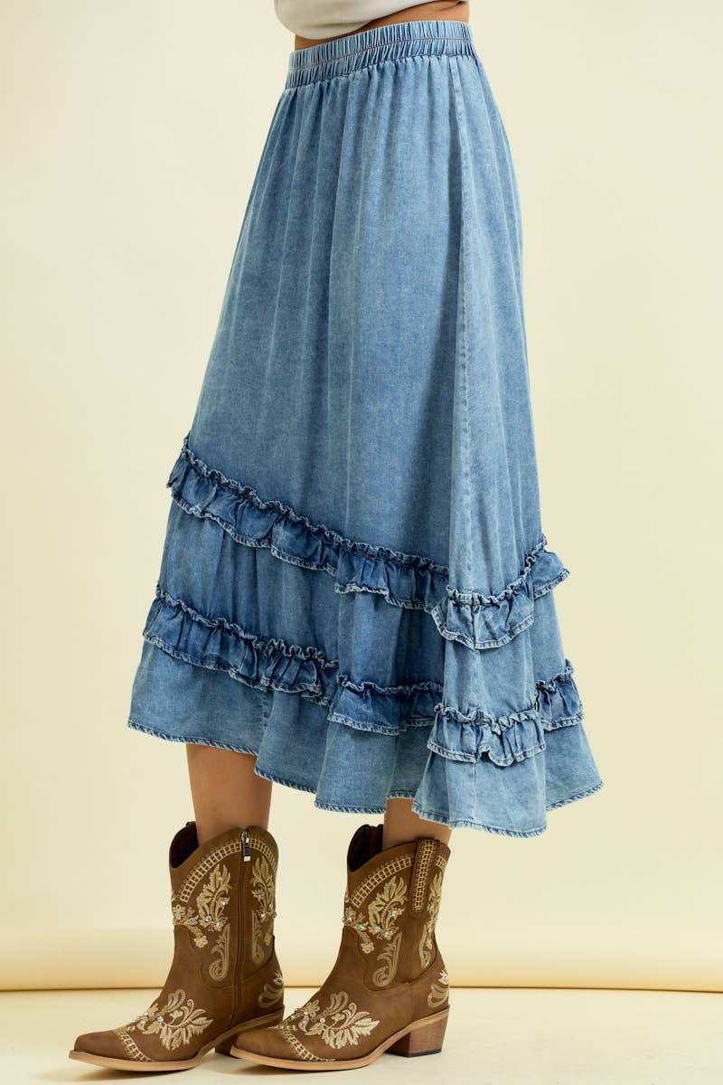 Chambray Midi Skirt