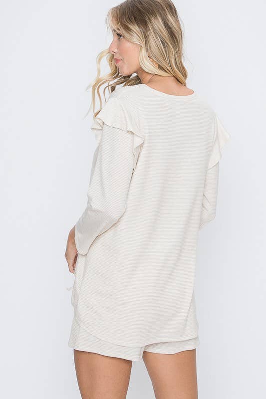 Taupe striped top: Plus