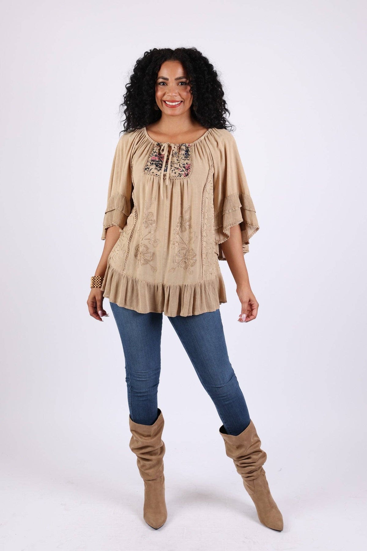 Embroidered Peasant Top