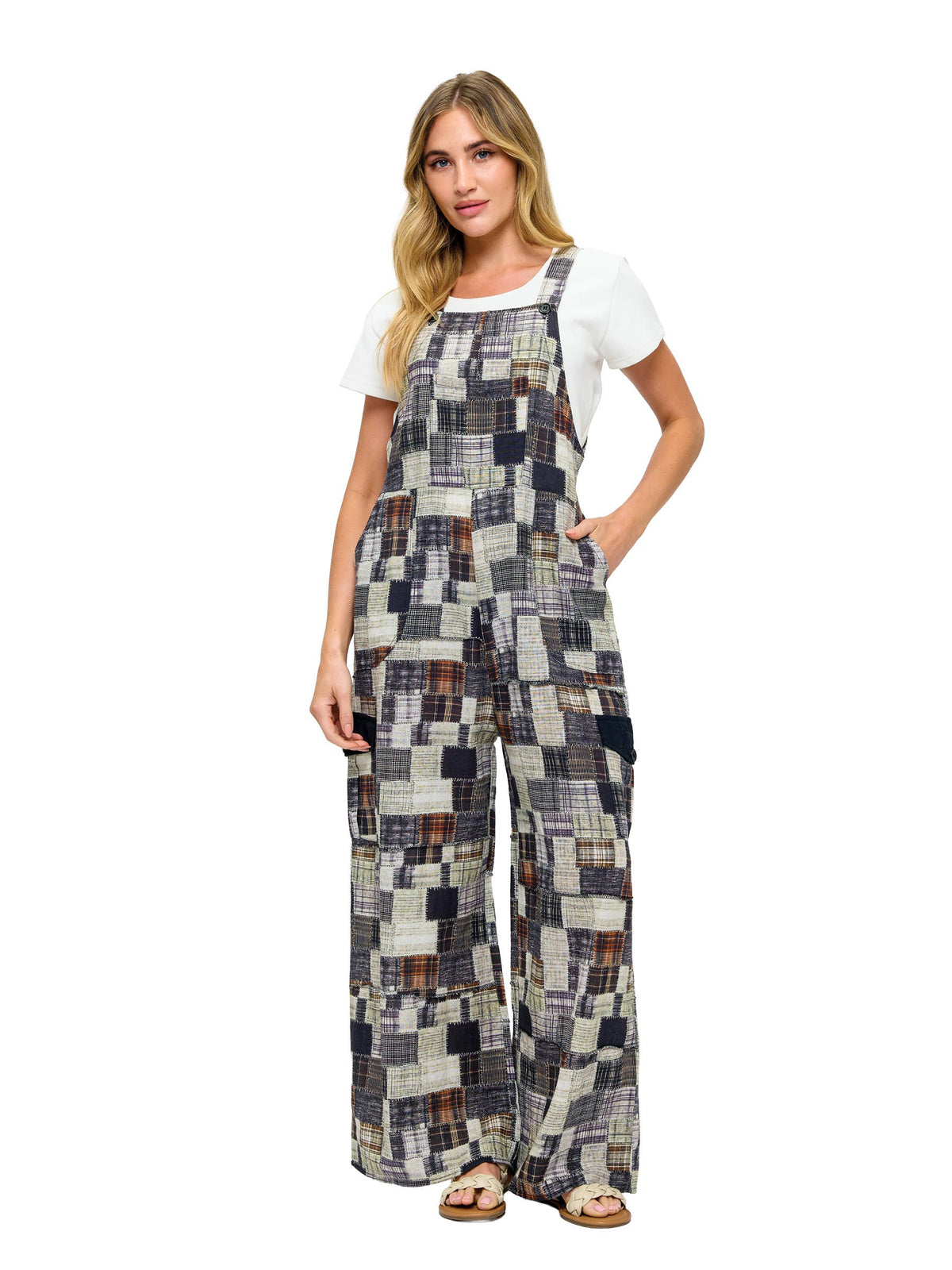 Patchwork Print Overall