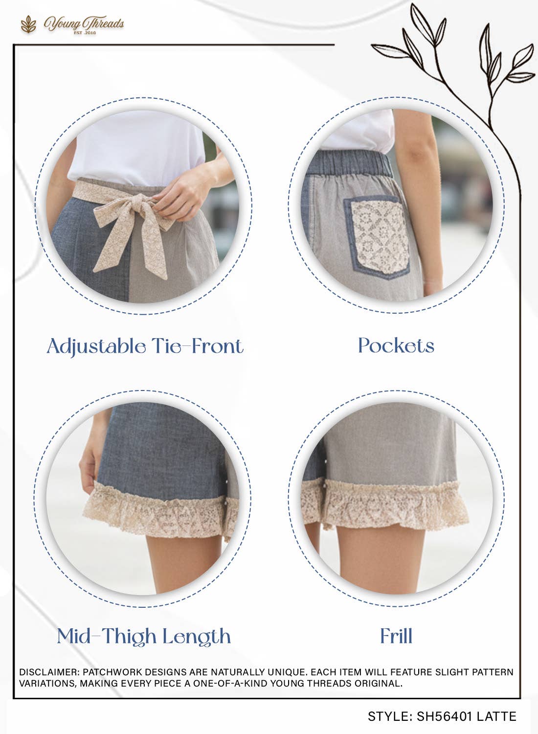Boho Tie-Waist Ruffle Hem Shorts