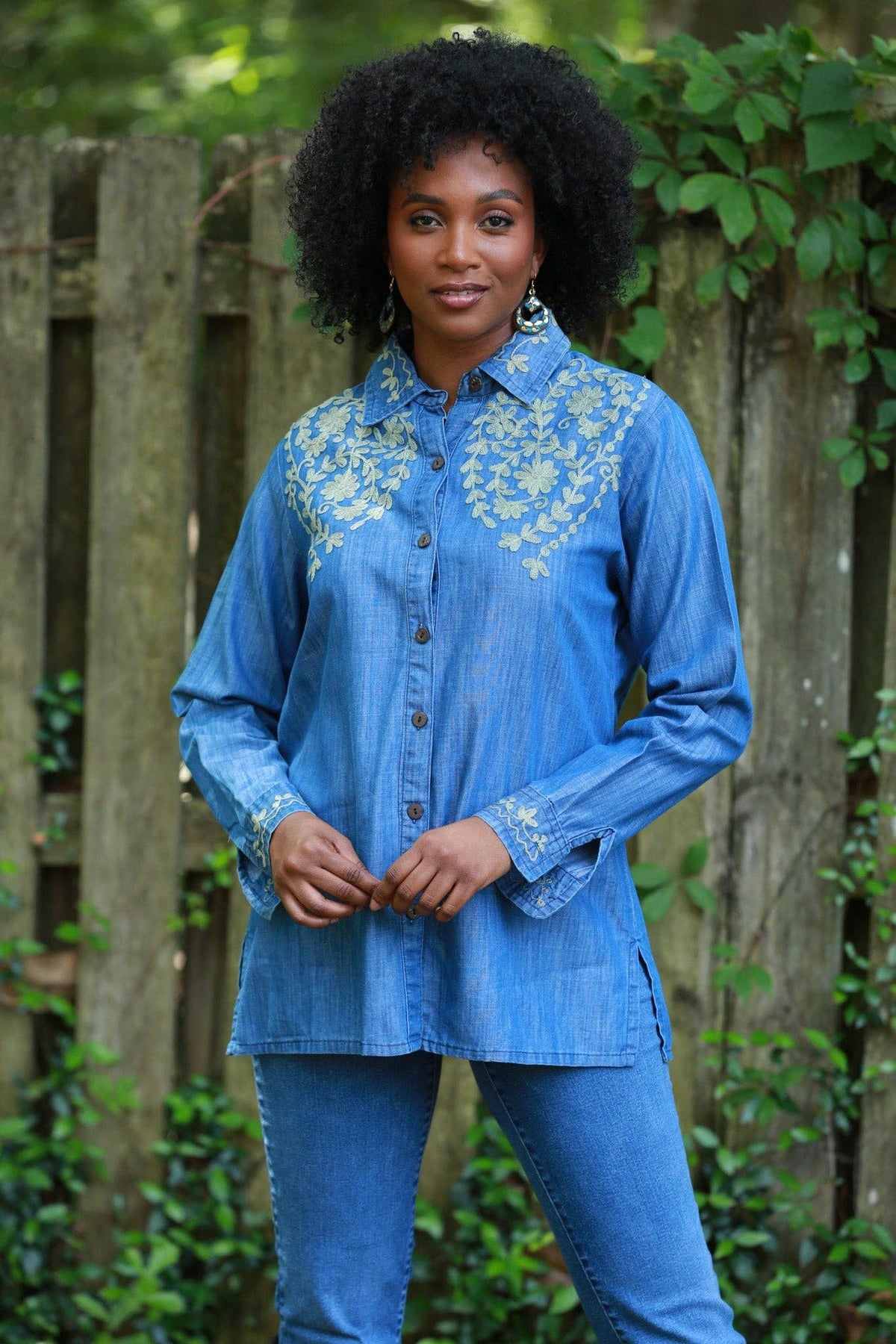 Embroidered Denim Shirt