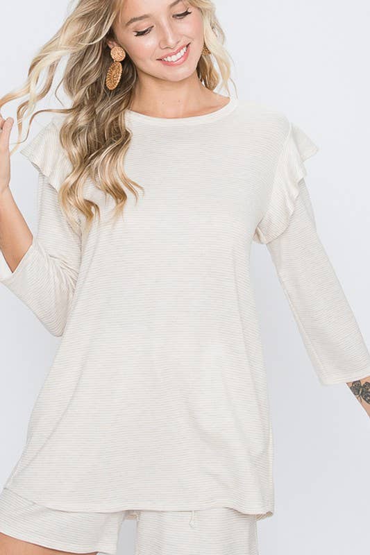 Taupe striped top: Plus