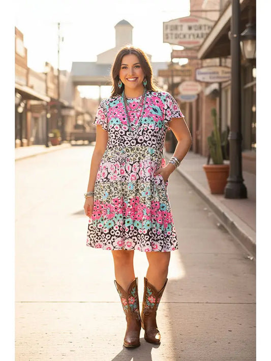 Spring floral printed dress