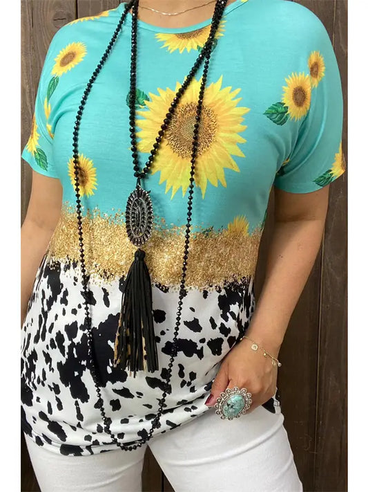 Sunflower & cow printed top