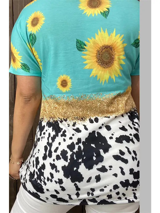 Sunflower & cow printed top