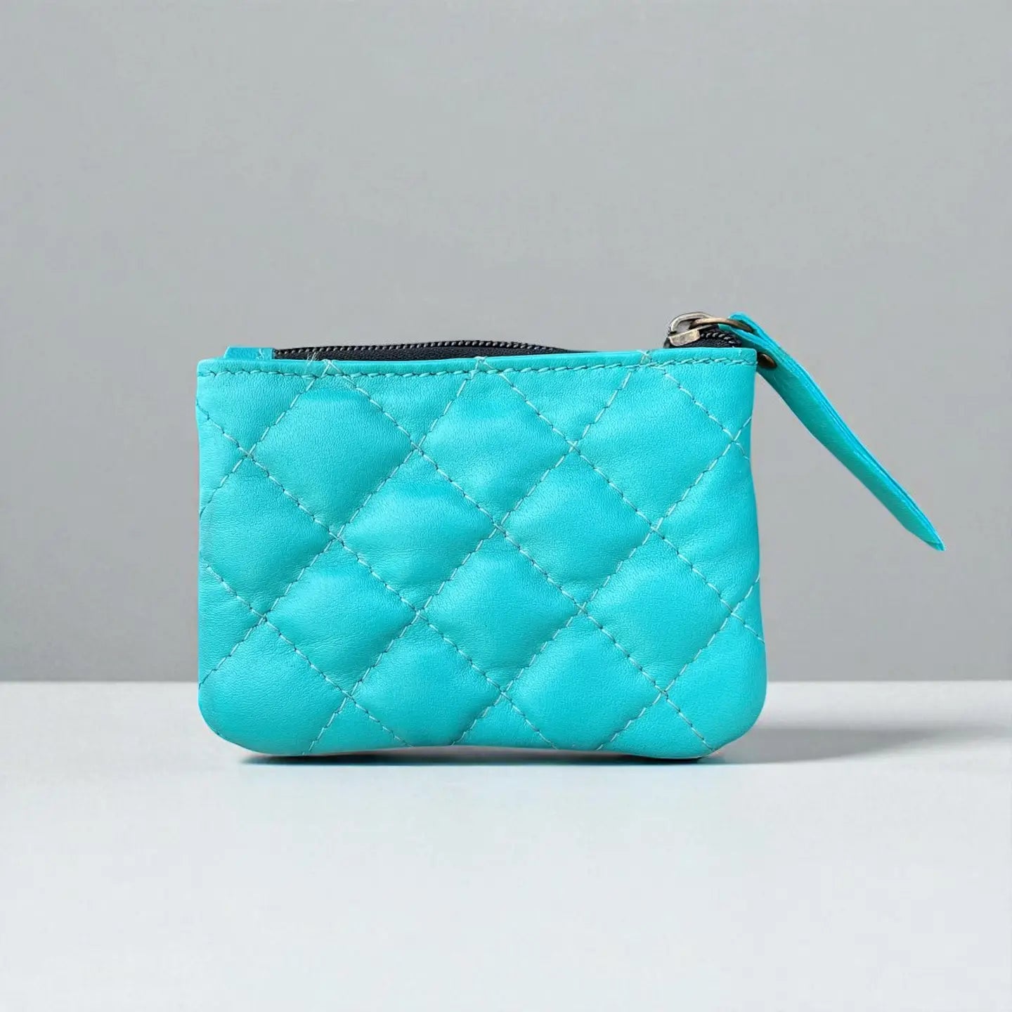 Turquoise leather coin pouch